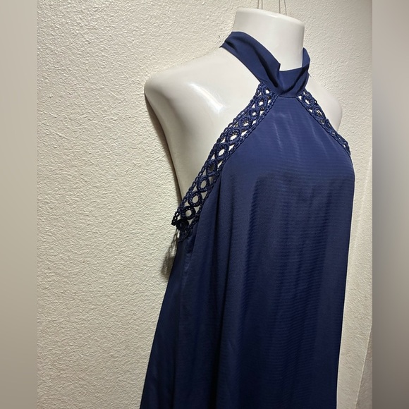 Lulu's Navy Blue Backless Halter Lace Sundress XL - Picture 5 of 15